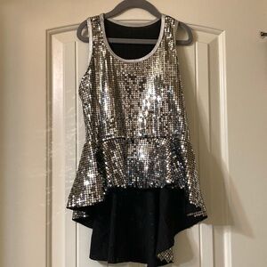 Girls Large Sequin Peplum Tank Dance Costume Top